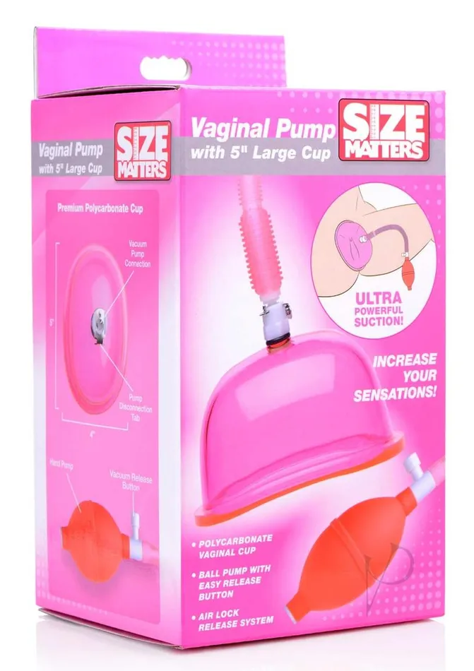Size Matters Male Sex Toys Size Matters Vaginal Pump with 5in Large Cup Pink Size Matters Male Sex Toys Size Matters Vaginal Pump with 5in Large Cup Pink