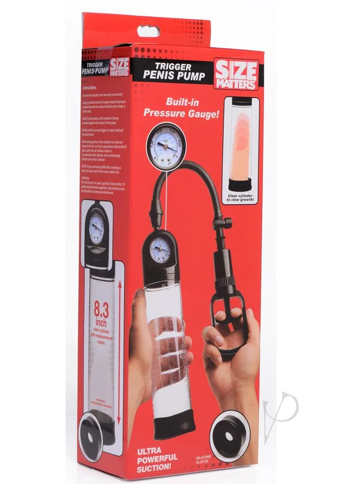 Size Matters Trigger Penis Pump with Builtin Pressure Gauge Size Matters Male Sex Toys Size Matters Trigger Penis Pump with Builtin Pressure Gauge Size Matters Male Sex Toys