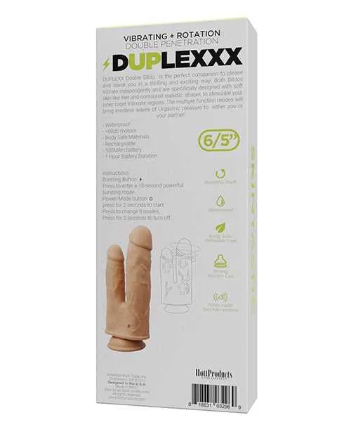 Skinsations Duplexx Vibrating Rotating Double Dildo Flesh Skinsations Dildos