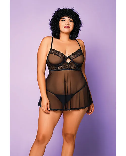 Soft Mesh Babydoll GString Black 3X Glitter Anal Soft Mesh Babydoll GString Black 3X Glitter Anal
