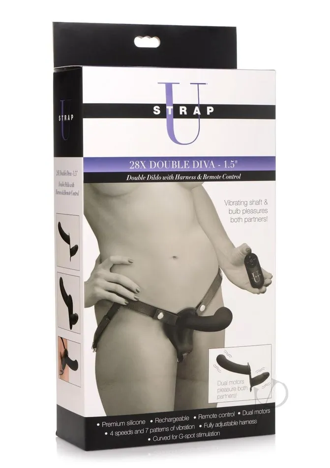 Strap U 28x Rechargeable Silicone 28X Double Dildo with Harness and Remote Control Black Strap U Female Sex Toys Strap U 28x Rechargeable Silicone 28X Double Dildo with Harness and Remote Control Black Strap U Female Sex Toys