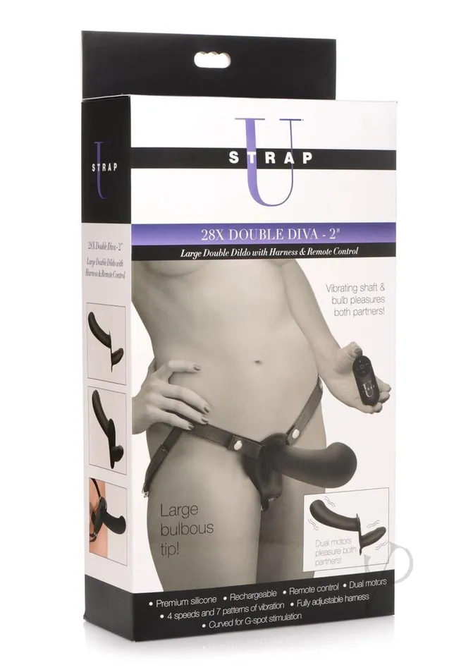 Strap U Female Sex Toys Strap U 28x Rechargeable Silicone 28X Large Double Dildo with Harness and Remote Control Black Strap U Female Sex Toys Strap U 28x Rechargeable Silicone 28X Large Double Dildo with Harness and Remote Control Black