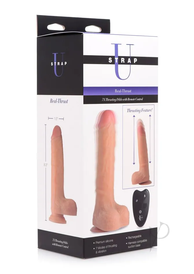 Strap U Real Thrust Thrusting and Vibrating Rechargeable Silicone Dildo with Remote Control Vanilla Strap U Female Sex Toys Strap U Real Thrust Thrusting and Vibrating Rechargeable Silicone Dildo with Remote Control Vanilla Strap U Female Sex Toys
