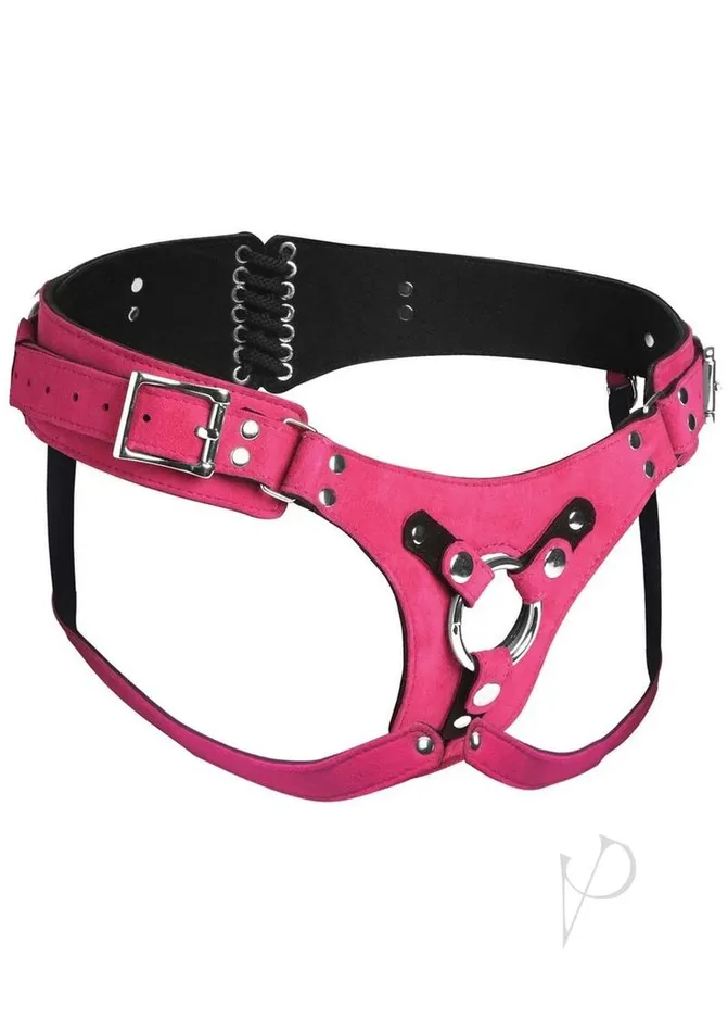 Strap U Strap U Bodice Deluxe Leather Corset Harness Pink Vibrators
