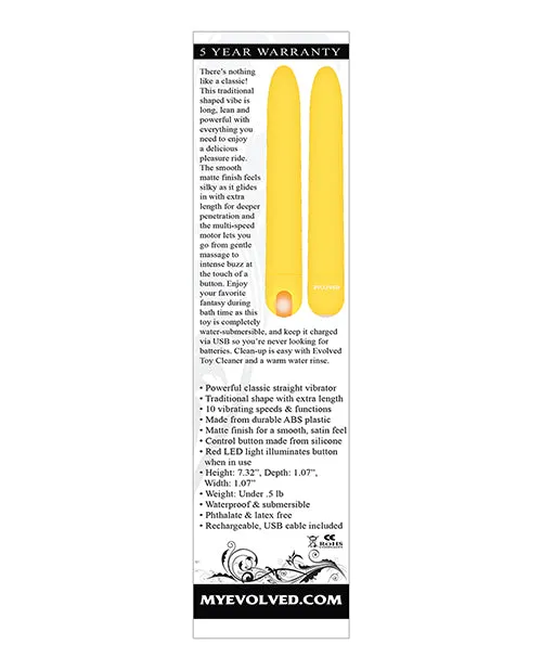 Sunny Sensations Rechargeable Vibrator Yellow Evolved Female Sex Toys