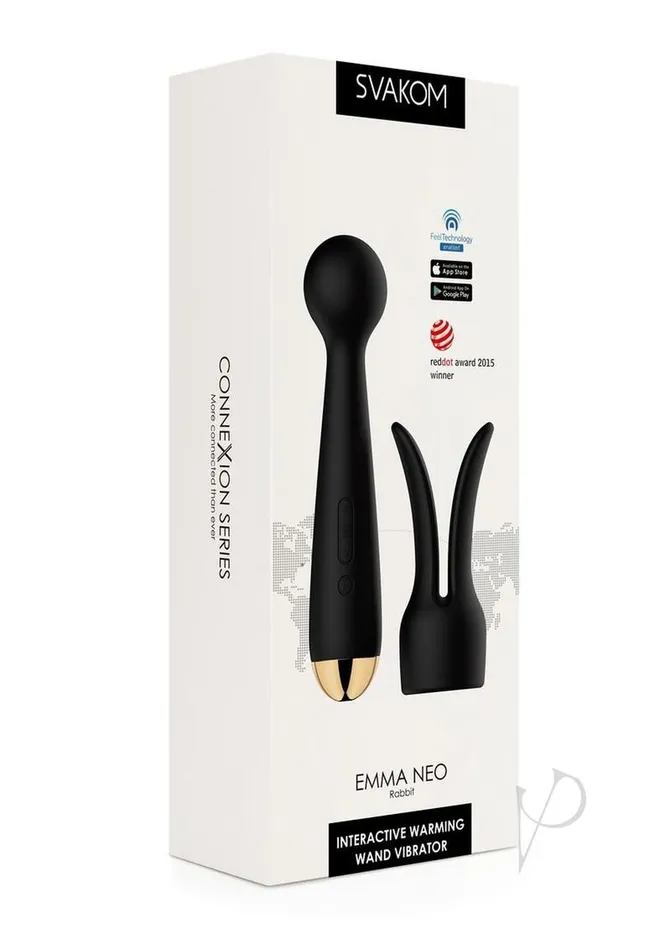 Svakom Female Sex Toys Svakom Emma Neo Silicone Rechargeable Warming Rabbit Vibrator BlackGold Svakom Female Sex Toys Svakom Emma Neo Silicone Rechargeable Warming Rabbit Vibrator BlackGold