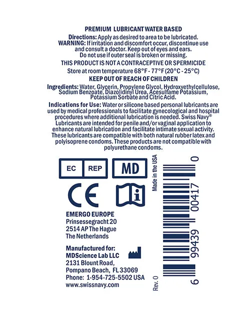 Swiss Navy Water Based Lubricant 1oz30ml Swiss Navy Lubricants Swiss Navy Water Based Lubricant 1oz30ml Swiss Navy Lubricants