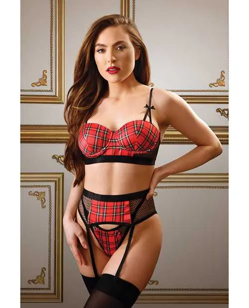 Tease Sophie Plaid Long Line Bra Garter Belt GString Red SM Tease By Fantasy Lingerie Vibrators Tease Sophie Plaid Long Line Bra Garter Belt GString Red SM Tease By Fantasy Lingerie Vibrators