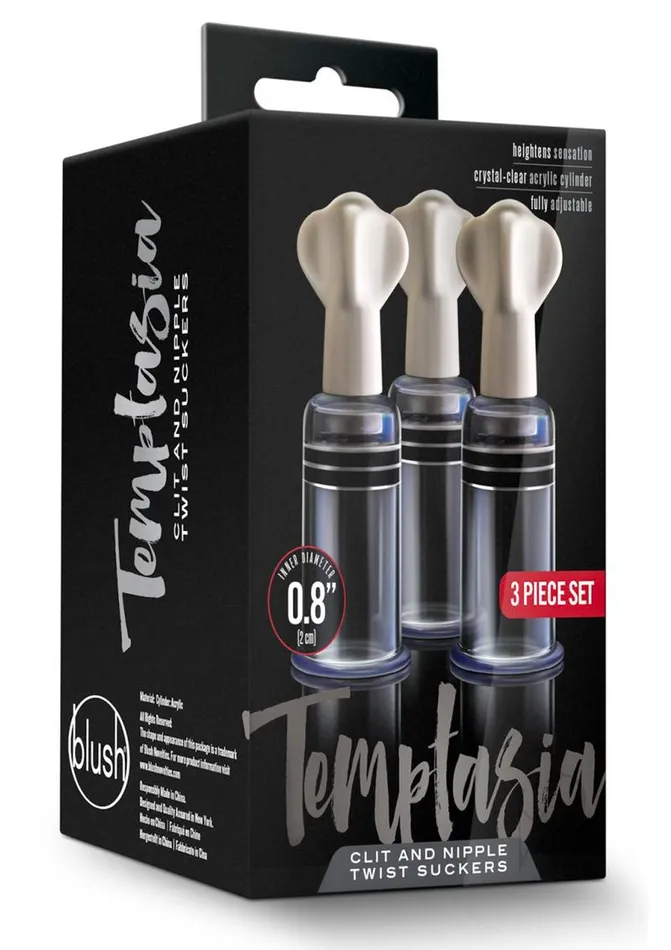 Temptasia Clit and Nipple Twist Suckers set of 3 Clear Temptasia Anal