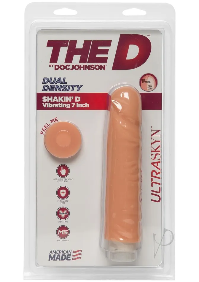 The D The D Shakin D Ultraskyn Vibrating Dildo 7in Vanilla Dildos