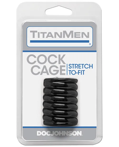 Titan Men Male Sex Toys TitanMen Ribbed StretchToFit Cock Cage Black Titan Men Male Sex Toys TitanMen Ribbed StretchToFit Cock Cage Black