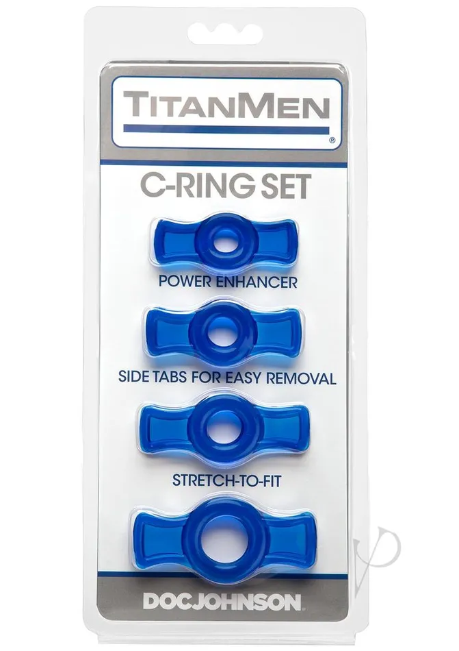 TitanMen StretchToFit Cock Rings 4 Piece Kit Blue Titan Men Couples