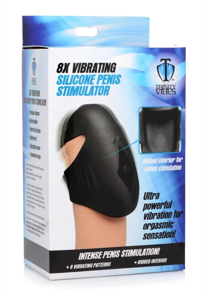Trinity Men Male Sex Toys Trinity Men 8X Vibrating Silicone Rechargeable Penis Sleeve Black Trinity Men Male Sex Toys Trinity Men 8X Vibrating Silicone Rechargeable Penis Sleeve Black