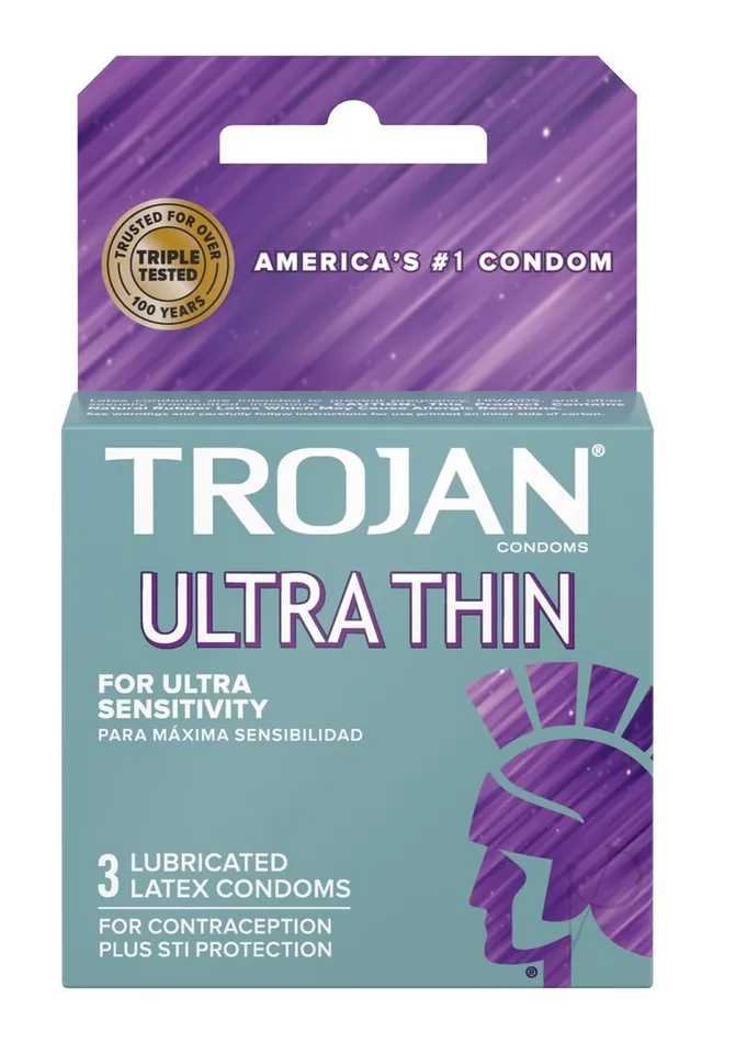 Trojan Male Sex Toys Trojan Condom Sensitivity Ultra Thin Lubricated 3 Pack