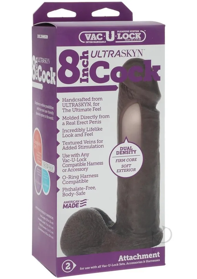 Vac U Lock Dildos VacULock Ultraskyn Dildo 8in Black