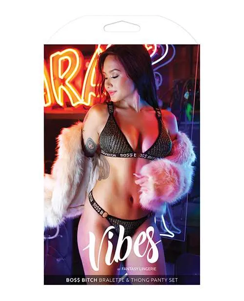 Vibes Boss Bitch Bralette Thong Panty BlackGold LXL Vibes By Fantasy Lingerie Vibrators Vibes Boss Bitch Bralette Thong Panty BlackGold LXL Vibes By Fantasy Lingerie Vibrators