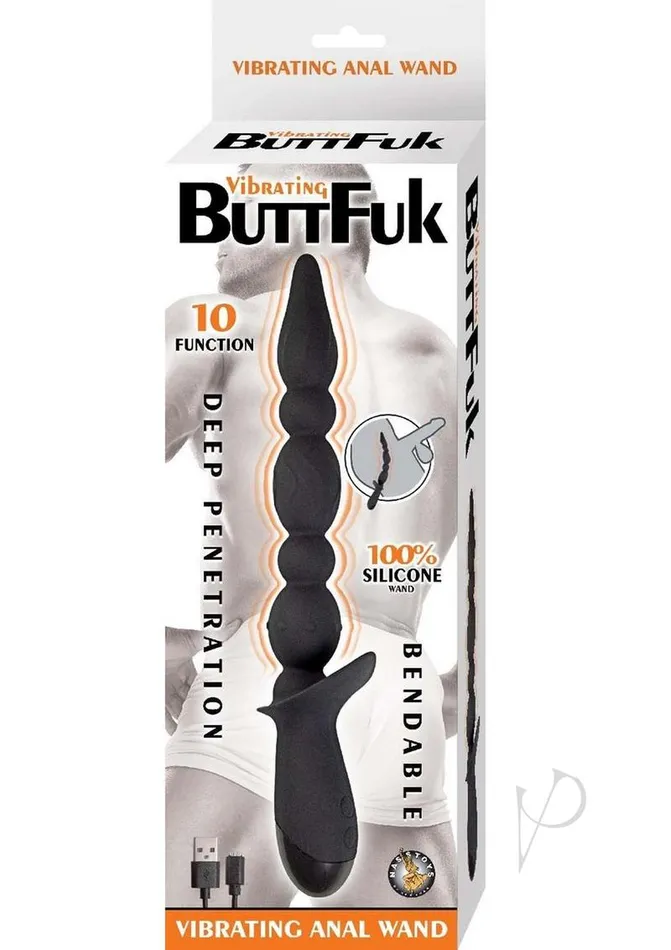 Vibrating Buttfuk Rechargeable Silicone Anal Wand Black Nasstoys Anal