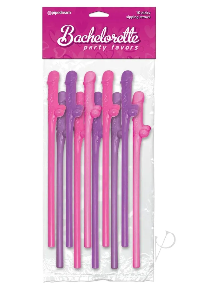 Vibrators Bachelorette Party Favors Dicky Sipping Straws PinkPurple Bachelorette Party Favors