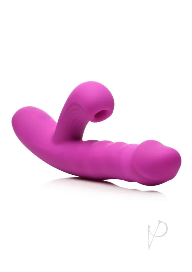 Vibrators Bang Thrusting and Sucking Rechargeable Silicone Rabbit Vibrator Purple Bang