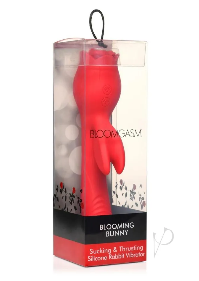 Vibrators Bloomgasm Blooming Bunny Sucking and Thrusting Silicone Rechargeable Rabbit Vibrator Red Bloomgasm Vibrators Bloomgasm Blooming Bunny Sucking and Thrusting Silicone Rechargeable Rabbit Vibrator Red Bloomgasm
