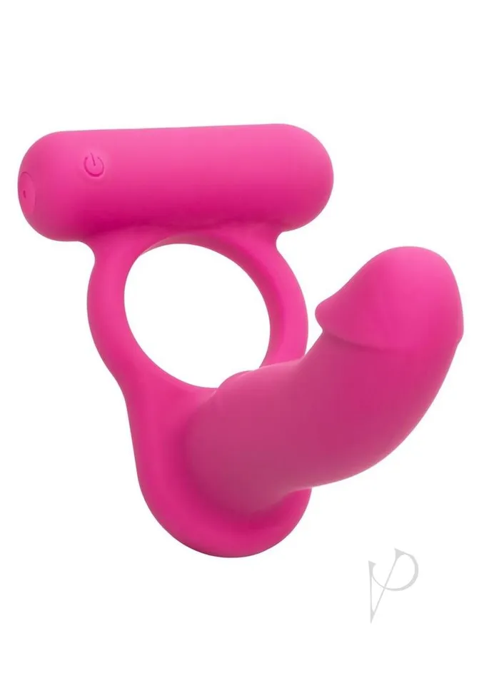 Vibrators Couples Enhancers Silicone Rechargeable Double Diver Couples Ring Pink