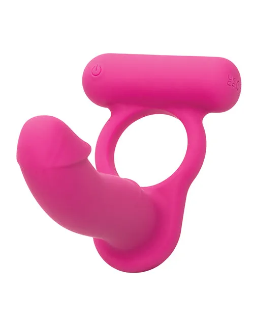 Vibrators Couples Enhancers Silicone Rechargeable Double Diver Couples Ring Pink