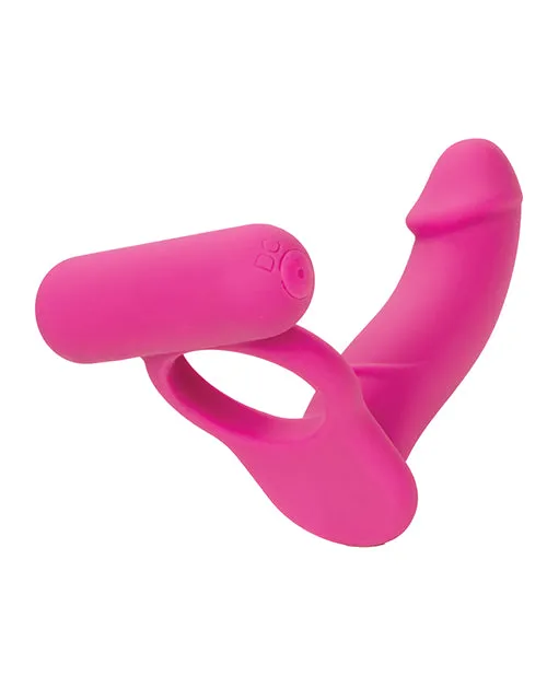 Vibrators Couples Enhancers Silicone Rechargeable Double Diver Couples Ring Pink