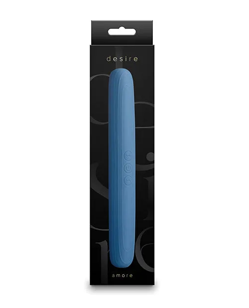 Vibrators Desire Desire Amore Rechargeable Silicone Dual End Vibrator Blue