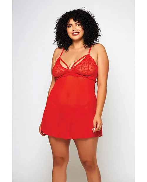Vibrators Galloon Lace Fine Mesh Babydoll GString Red 1X Icollection Lingerie Vibrators Galloon Lace Fine Mesh Babydoll GString Red 1X Icollection Lingerie