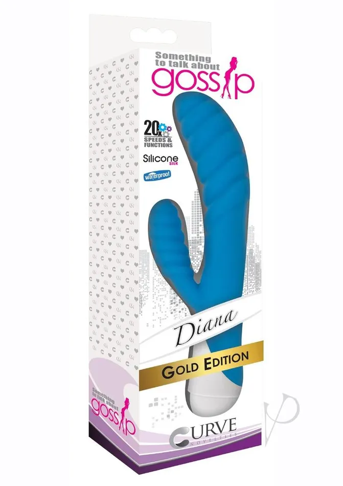 Vibrators Gossip Diana 20x Rippled Silicone Rabbit Vibrator Blue Gossip