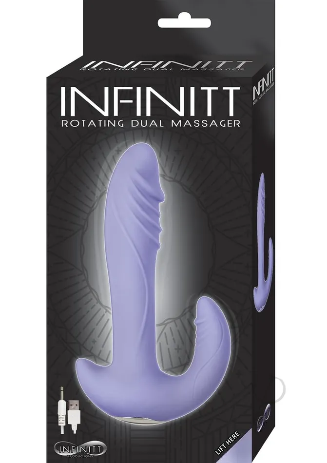 Vibrators Infinitt Infinitt Rotating Dual Massager Silicone Rechargeable Vibrator Purple Vibrators Infinitt Infinitt Rotating Dual Massager Silicone Rechargeable Vibrator Purple