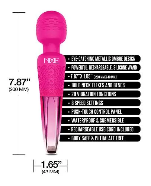 Vibrators Nixie Nixie Rechargeable Wand Massager Pink Ombre Metallic Vibrators Nixie Nixie Rechargeable Wand Massager Pink Ombre Metallic