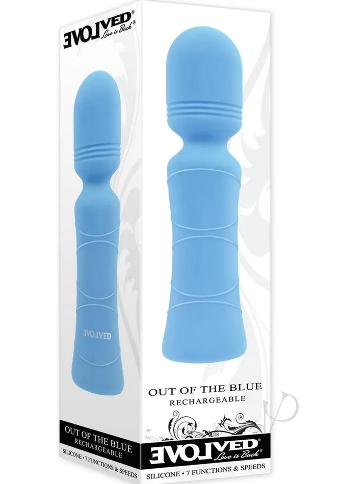 Vibrators Out of The Blue Rechargeable Silicone Wand Vibrator Blue Evolved Vibrators Out of The Blue Rechargeable Silicone Wand Vibrator Blue Evolved