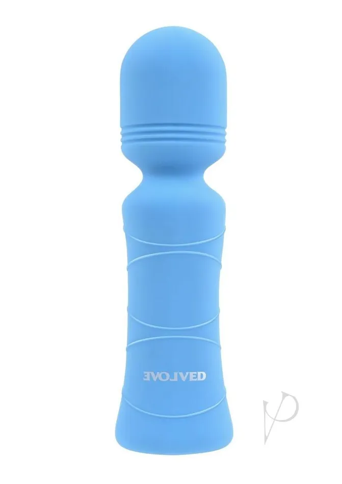Vibrators Out of The Blue Rechargeable Silicone Wand Vibrator Blue Evolved