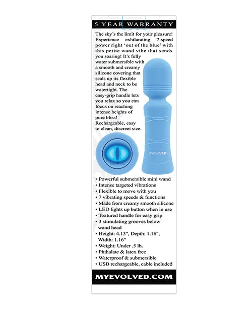 Vibrators Out of The Blue Rechargeable Silicone Wand Vibrator Blue Evolved