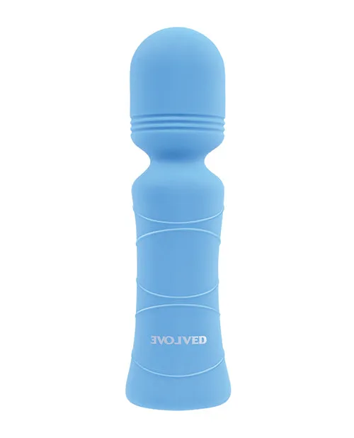 Vibrators Out of The Blue Rechargeable Silicone Wand Vibrator Blue Evolved