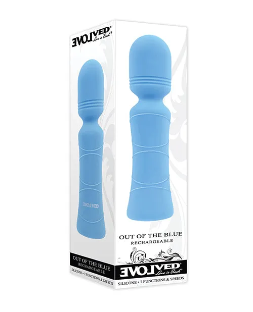 Vibrators Out of The Blue Rechargeable Silicone Wand Vibrator Blue Evolved