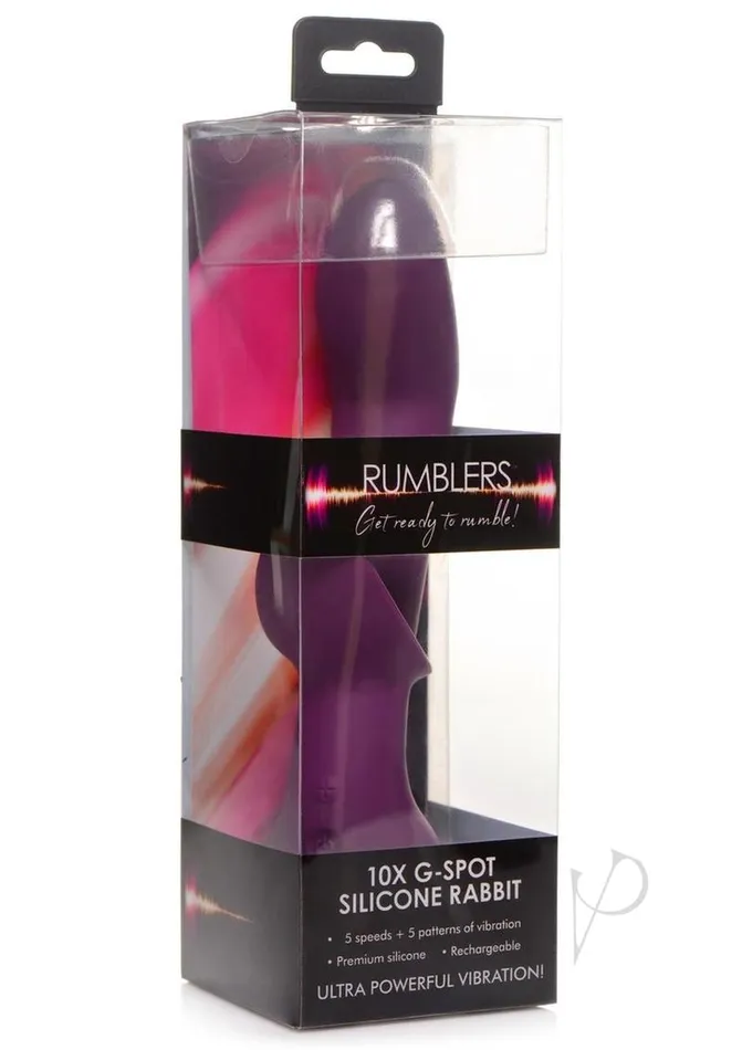 Vibrators Rumblers Rumblers 10X GSpot Silicone Rabbit Vibrator Purple