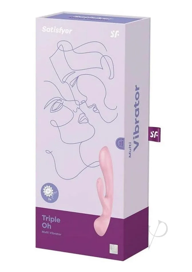Vibrators Satisfyer Satisfyer Triple Oh Rechargeable Silicone Dual Stimulating Rabbit Vibrator Pink