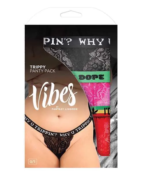 Vibrators Vibes By Fantasy Lingerie Vibes Trippy 3 Pack Thongs Assorted Colors QN