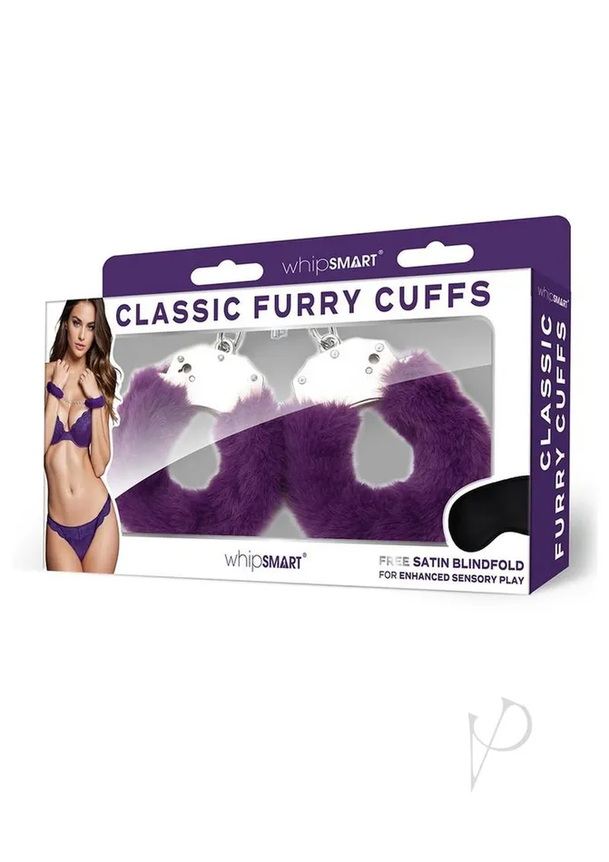 Vibrators Whipsmart WhipSmart Furry Cuffs with Eye Mask Purple