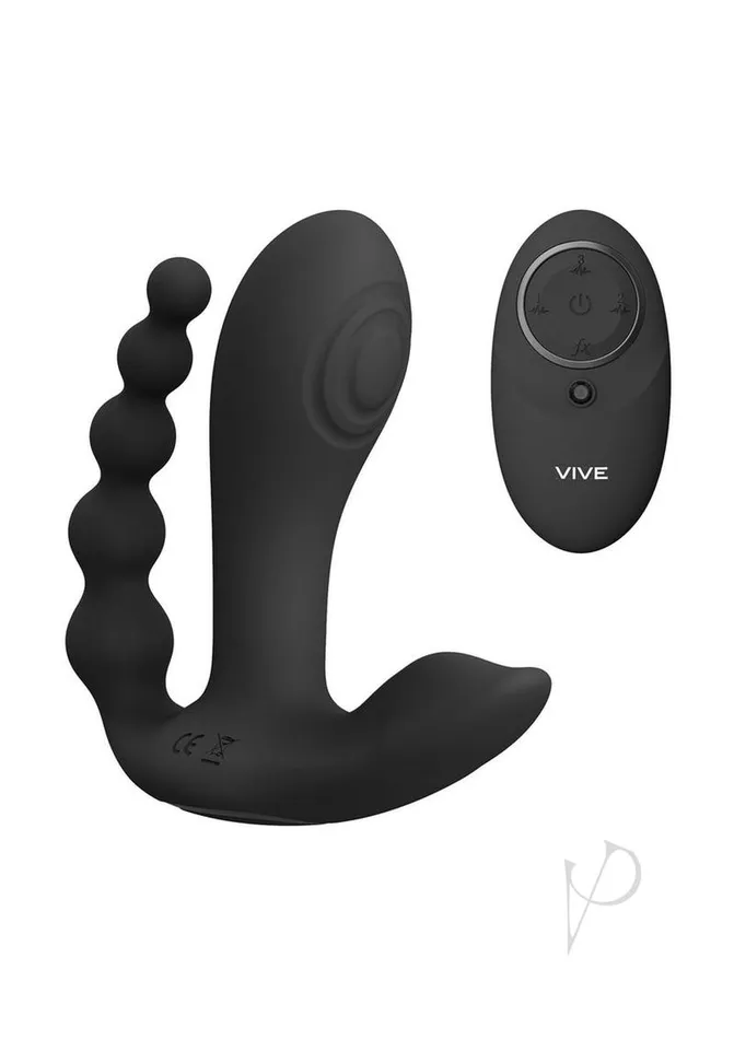 Vive By Shots Vibrators Vive Kata Rechargeable Silicone Pulse Wave and Vibrating Double Penetration Vibrator Black