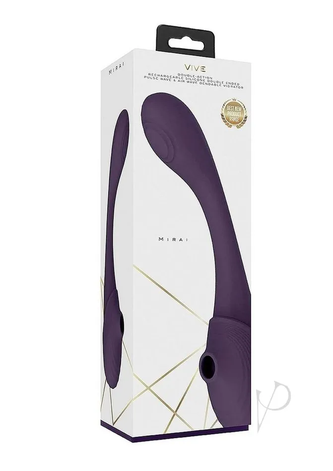 Vive By Shots Vibrators Vive MIRAI Rechargeable Silicone Dual Motor Double Ended Bendable Pulse and Air Wave Vibrator Purple Vive By Shots Vibrators Vive MIRAI Rechargeable Silicone Dual Motor Double Ended Bendable Pulse and Air Wave Vibrator Purple