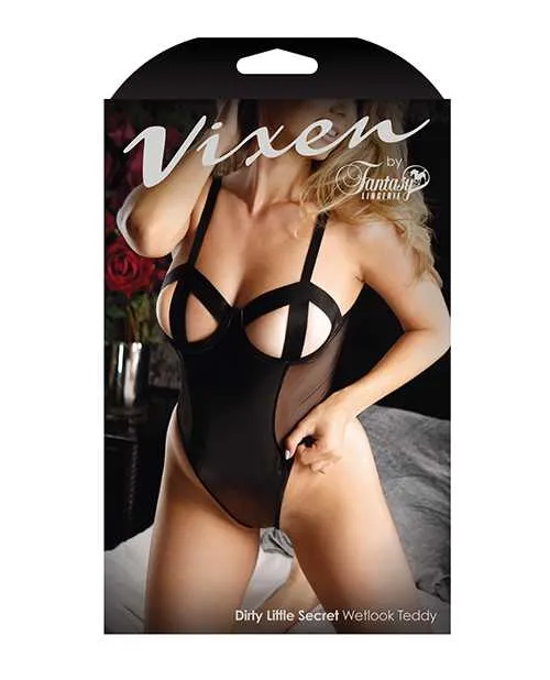 Vixen Dirty Little Secret Wetlook Mesh Caged Bra Teddy wSnap Closure Black OS Vixen By Fantasy Lingerie Anal Vixen Dirty Little Secret Wetlook Mesh Caged Bra Teddy wSnap Closure Black OS Vixen By Fantasy Lingerie Anal