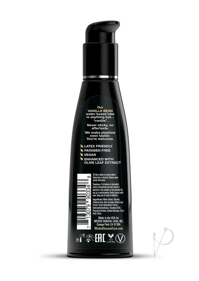 Wicked Aqua Dildos Wicked Aqua Water Based Flavored Lubricant Vanilla Bean 4 oz