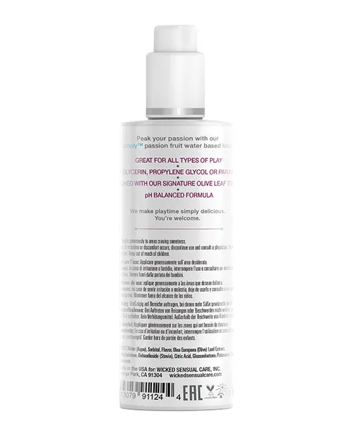 Wicked Simply Lubricants Wicked Simply Water Based Flavored Lubricant Passion Fruit 4oz