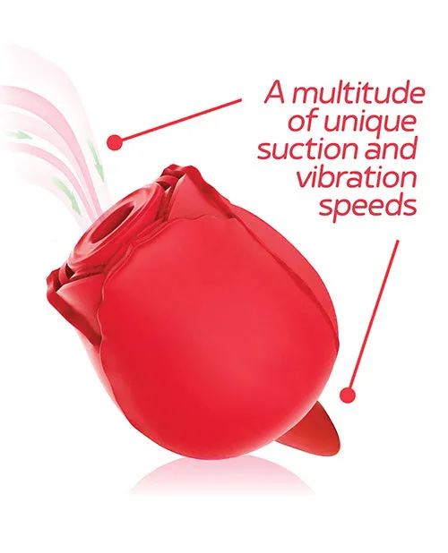 Wild Rose and Tongue Rechargeable Silicone Clitoral Stimulator with Suction Red Wild Rose Female Sex Toys